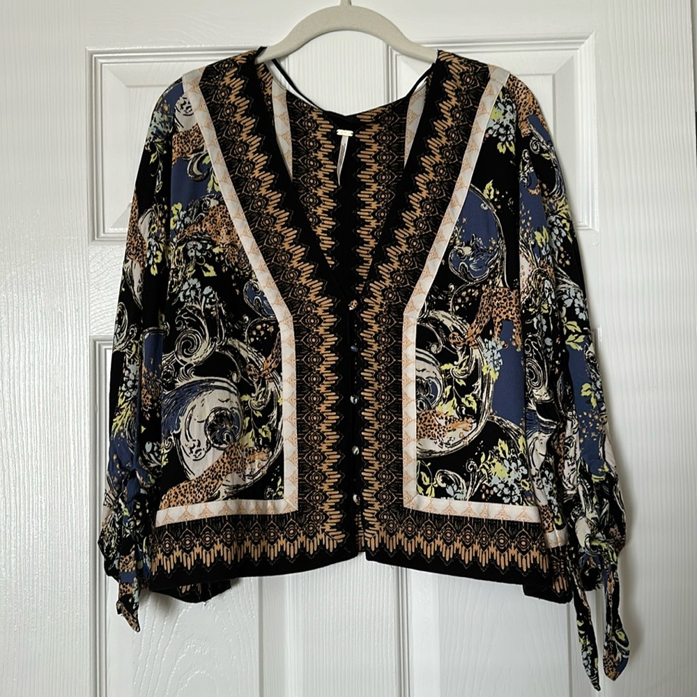 Free People Patterned Blouse Top Small